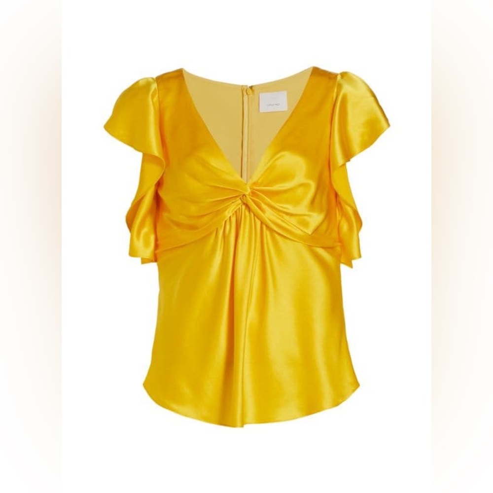 CINQ À SEPT Pem Silk Flutter Sleeve Blouse Size MEDUIM NWOT